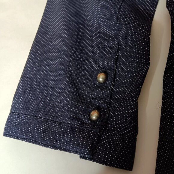 Fine Garments By Bell Alicia Size 0 Shirt Dress Military Navy Blue Polka Dot - Picture 8 of 12